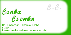 csaba csenka business card